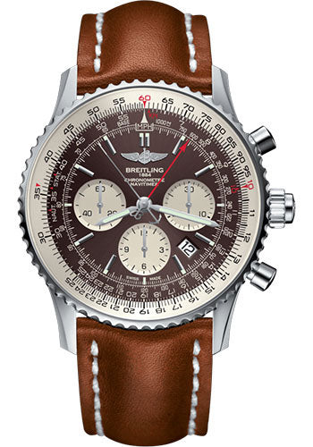 Breitling Navitimer B03 Chronograph Rattrapante 45 Watch - Steel - Panamerican Bronze Dial - Gold Leather Strap - Tang Buckle - AB031021/Q615/439X/A20BA.1