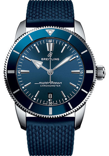 Breitling Superocean Heritage II B20 Automatic 44 Watch - Steel Case - Blue Dial - Blue Rubber Aero Classic Strap - AB2030161C1S1