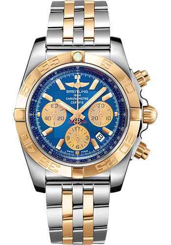 Breitling Chronomat 44 Watch - Steel & Gold - Metallica Blue Dial - Steel And Gold Bracelet - CB0110121C1C1