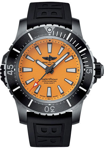 Breitling Superocean Automatic 48 Watch - Titanium - Yellow Dial - Black Rubber Strap - Tang Buckle - E17369241I1S1