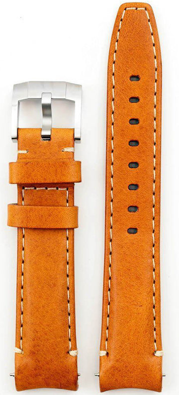 Everest Curved Tan End Leather Strap With Tang Buckle For Rolex 40mm