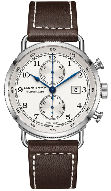 Hamilton Khaki Navy Pioneer Chronograph Automatic 44mm Silver Dial H77706553 Watch