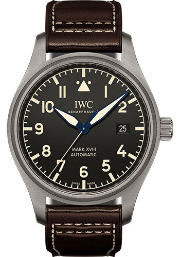 IWC Pilot's Watch Mark XVIII Heritage - 40.0 mm Titanium Case - Black Dial - Brown Calfskin Strap - IW327006