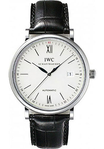 IWC Portofino Automatic Watch - 40 mm Stainless Steel Case - Silver Dial - Black Alligator Strap - IW356501