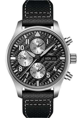 IWC Pilot’s Watch Chronograph Edition AMG Watch - Titanium Case - Carbon Dial - Black Calfskin Strap - IW377903