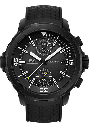 IWC Aquatimer Chronograph Edition Galapagos Islands Watch - 44 mm Stainless Steel Case - Black Dial - Black Rubber Strap - IW379502