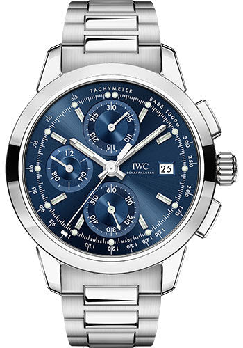 IWC Ingenieur Chronograph Watch - 42.3 mm Stainless Steel Case - Blue Dial - Steel Bracelet - IW380802