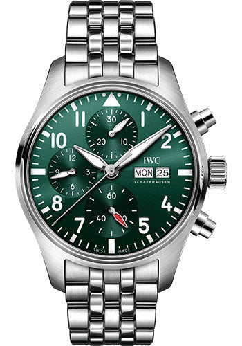 IWC Pilot's Watch Chronograph 41 - Stainless Steel Case - Green Dial - Stainless Steel Bracelet - IW388104