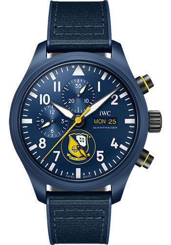 IWC Pilot’s Watch Chronograph Edition Blue Angels® Watch - Ceramic Case - Blue Dial - Blue Rubber Strap - IW389109
