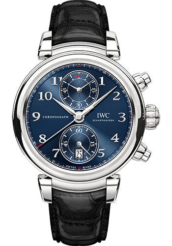 IWC Da Vinci Chronograph Edition Laureus Sport for Good Foundation Limited Edition of 1500 Watch - 42.0 mm Stainless Steel Case - Blue Dial - Black Alligator Strap - IW393402