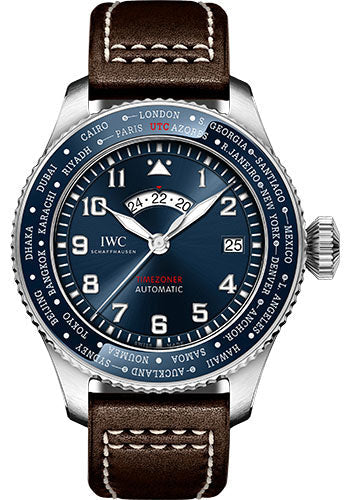 IWC Pilot’s Watch Timezoner Edition Le Petit Prince - Stainless Steel Case - Blue Dial - Brown Calfskin Strap Limited Edition of 1500 - IW395503