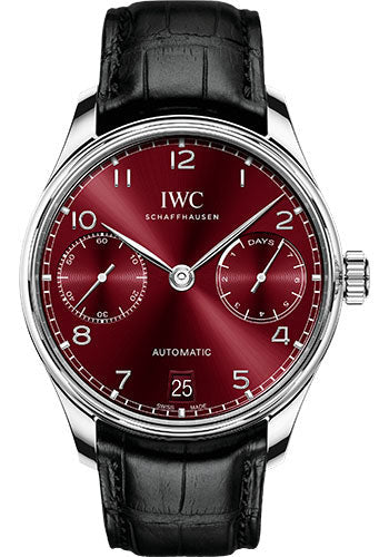 IWC Portugieser Automatic - Stainless Steel Case - Burgundy Dial - Black Alligator Leather Strap - IW500714