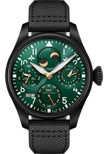 IWC Big Pilot’s Watch Perpetual Calendar Edition Racing Green Watch - Ceramic Case - Green Dial - Black Calfskin Strap Limited Edition of 250 - IW503005