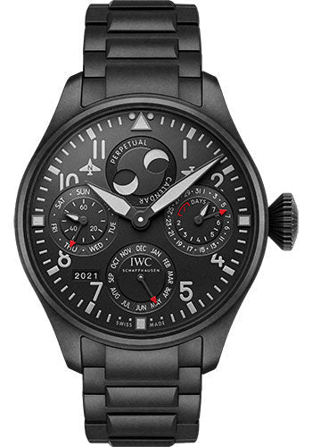 IWC Big Pilot’s Watch Perpetual Calendar TOP GUN Ceratanium Watch - Ceratanium® Case - Black Dial - Ceratanium® Bracelet - IW503604