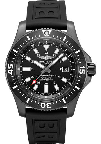 Breitling Superocean 44 Special Watch - Black steel - Volcano Black Dial - Black Diver Pro III Strap - Folding Buckle - M17393131B1S1