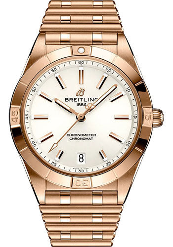 Breitling Chronomat Automatic 36 Watch - 18K Red Gold - White Dial - Metal Bracelet - R10380101A1R1