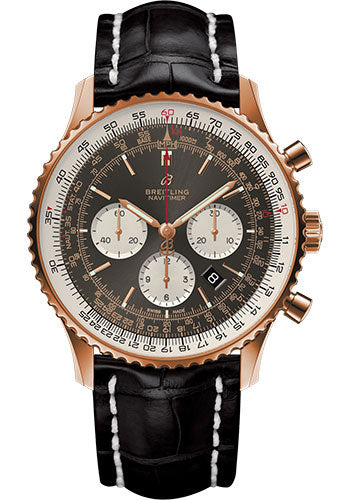 Breitling Navitimer 1 B01 Chronograph 46 Watch - Red Gold Case - Anthracite Dial - Black Croco Strap - RB0127121F1P1
