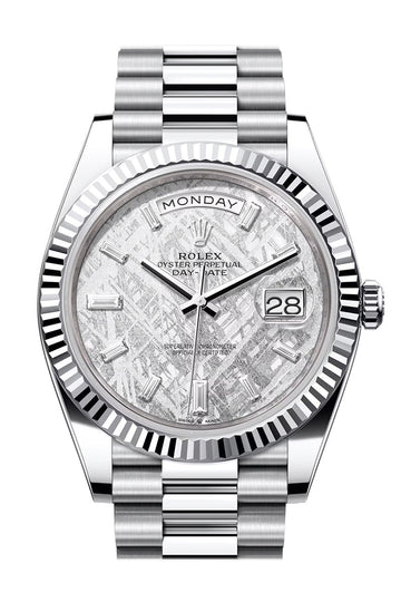 Rolex Day-Date 40 Meteorite Diamonds Dial Fluted Bezel Platinum President Men's Watch 228236