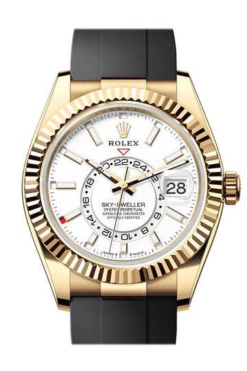 Rolex Sky Dweller 42 White Dial Dial Yellow Gold Mens Watch 336238