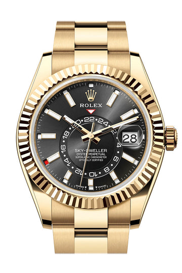 Rolex Sky Dweller 42 Black Dial Yellow Gold Oyster Mens Watch 336238