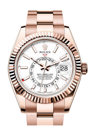 Rolex Sky Dweller 42 White Dial Rose Gold Oyster Mens Watch 336935