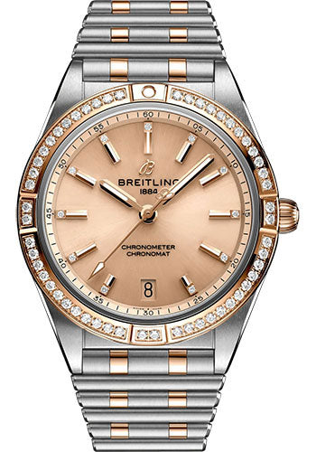 Breitling Chronomat Automatic 36 Watch - Steel and 18K Red Gold (Gem-set) - Copper Diamond Dial - Metal Bracelet - U10380591K1U1