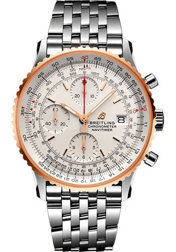 Breitling Navitimer Chronograph 41 Watch - Steel and 18K Red Gold - Silver Dial - Metal Bracelet - U13324211G1A1