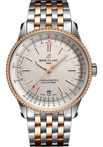Breitling Navitimer Automatic 38 Watch - Steel & Red Gold - Silver Dial - Steel and Red Gold Bracelet - U17325211G1U1