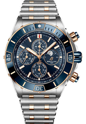 Breitling Super Chronomat 44 Four-Year Calendar Watch - Steel and 18K Red Gold - Blue Dial - Metal Bracelet - U19320161C1U1