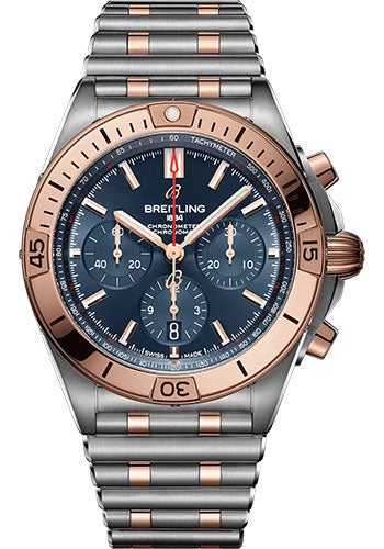 Breitling Chronomat B01 42 Watch - Steel and 18K Red Gold - Blue Dial - Metal Bracelet - UB0134101C1U1
