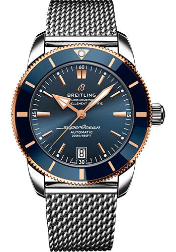 Breitling Superocean Heritage B20 Automatic 42 Watch - Steel and 18K Red Gold - Blue Dial - Metal Bracelet - UB2010161C1A1
