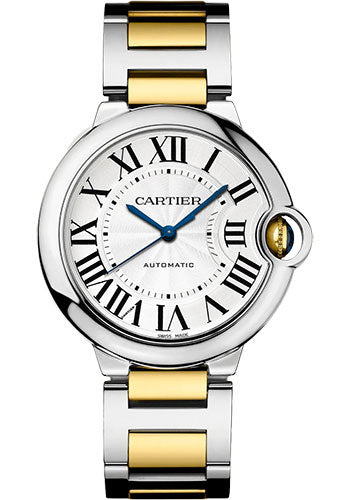 Cartier Ballon Bleu de Cartier Watch - 36 mm Steel and Yellow Gold Case - Silvered Dial - Interchangeable Two-Tone Bracelet - W2BB0030