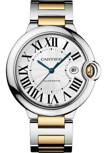 Cartier Ballon Bleu de Cartier Watch - 42 mm Steel and Yellow Gold Case - Silvered Dial - Interchangeable Two-Tone Bracelet - W2BB0031