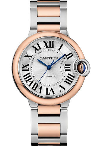 Cartier Ballon Bleu de Cartier Watch - 36 mm Steel and Rose Gold Case - Silvered Dial - Interchangeable Two-Tone Bracelet - W2BB0033