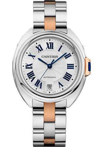 Cartier Cle De Cartier Watch - 35 mm Steel Case - Silvered Dial - Steel And Pink Gold Bracelet - W2CL0003