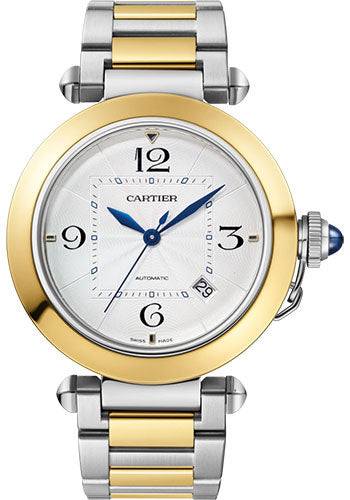 Cartier Pasha de Cartier Watch - 41 mm Steel Case - Silvered Dial - 18K Yellow Gold And Bracelet - W2PA0009