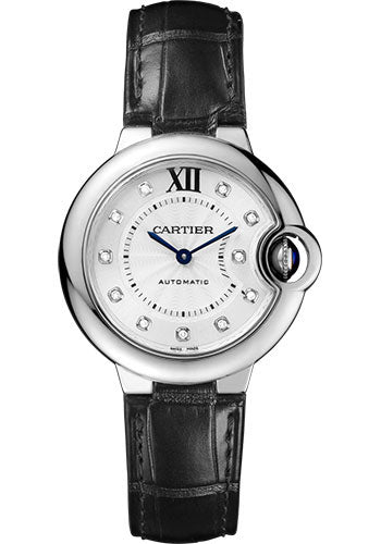 Cartier Ballon Bleu de Cartier Watch - 33 mm Steel Case - Diamond Dial - Black Alligator Strap - W4BB0009