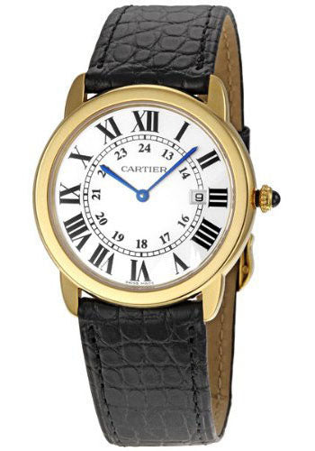 Cartier Ronde Solo Watch - Large Yellow Gold Case - Alligator Strap - W6700455