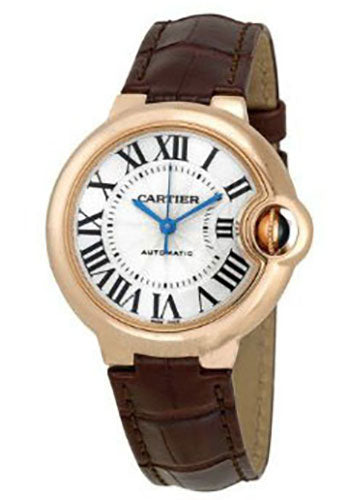 Cartier Ballon Bleu de Cartier Watch - 33 mm Pink Gold Case - Brown Alligator Strap - W6920097