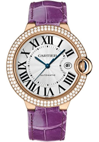 Cartier Ballon Bleu de Cartier Watch - Large Rose Gold Case - Diamond Bezel - Alligator Strap - WE900851