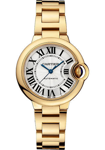 Cartier Ballon Bleu de Cartier Watch - 33 mm Yellow Gold Case - Silvered Dial - Interchangeable Bracelet - WGBB0045