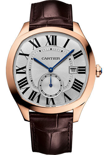 Cartier Drive de Cartier Watch - 40 mm Pink Gold Case - Silvered Dial - Brown Alligator Strap - WGNM0003