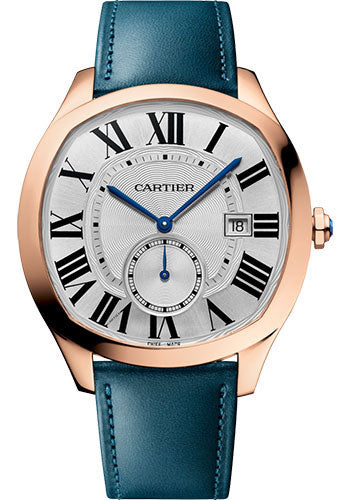 Cartier Drive de Cartier Watch - length: 40 mm Pink Gold Case - Silvered Dial - Two Smooth Calfskin Strap - WGNM0022