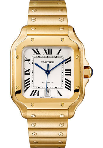 Cartier Santos de Cartier Watch - 39.8 mm Yellow Gold Case - Silvered Dial - Second Bracelet - WGSA0029