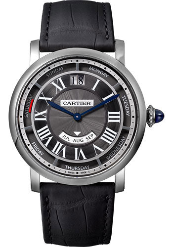 Cartier Rotonde de Cartier Annual Calendar Watch - 40 mm White Gold Case - Grey Dial - Black Alligator Strap - WHRO0003