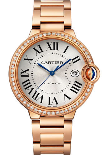 Cartier Ballon Bleu de Cartier Watch - 40 mm Rose Gold Diamond Case - Silvered Dial - Interchangeable Bracelet - WJBB0057