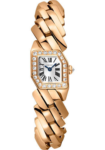 Cartier Maillon de Cartier Watch - 16 x 17 mm Pink Gold Diamond Case - Silver Dial - Bracelet - WJBJ0002