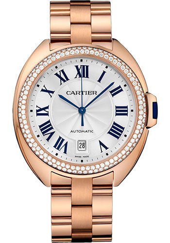 Cartier Cle De Cartier Watch - 40 mm Pink Gold Diamond Case - Diamond Bezel - Silver Dial - WJCL0009