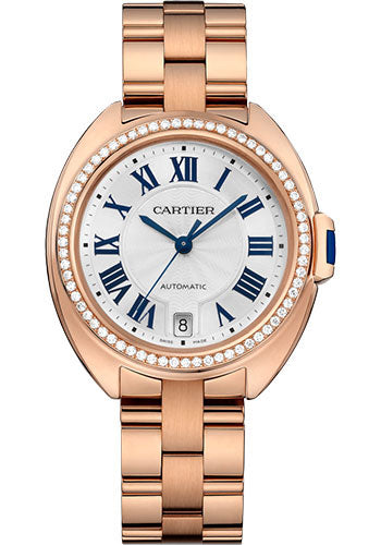 Cartier Cle de Cartier Watch - 35 mm Pink Gold Diamond Case - White Dial - WJCL0045