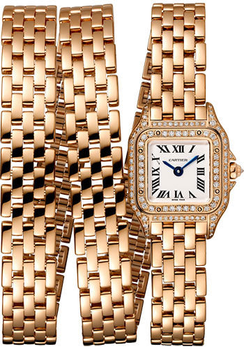Cartier Panthere de Cartier Triple Loop Watch - 20 mm Pink Gold Case - Diamond Bezel - Pink Gold Triple Loop Bracelet - WJPN0013